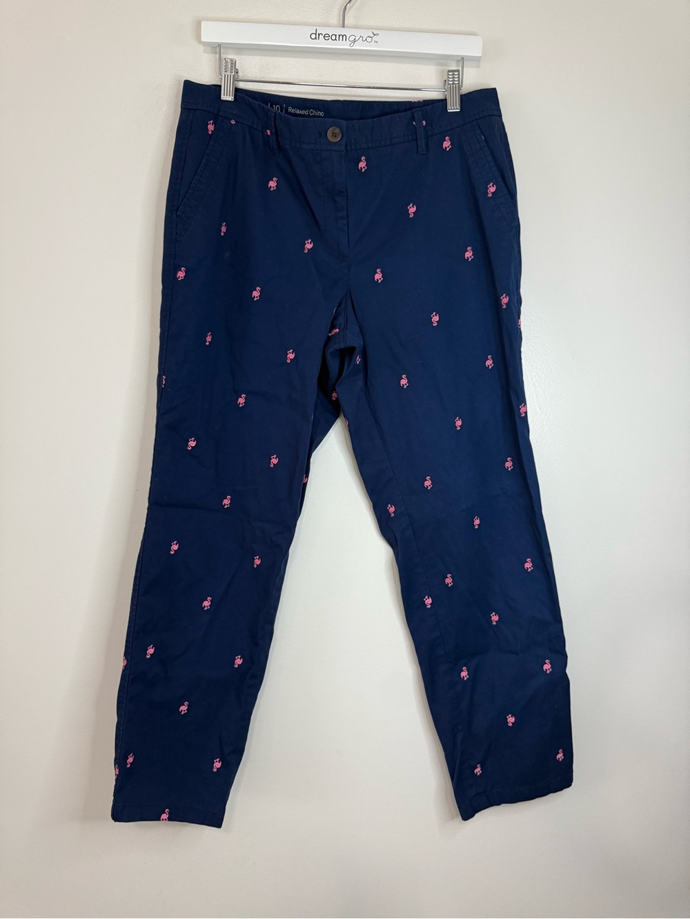 Talbots Navy Embroidered Flamingo relaxed Chinos size 10